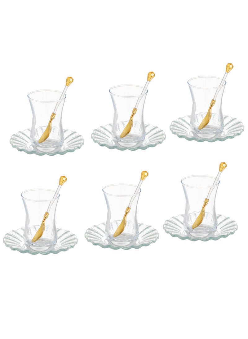 18-Piece Turkish Glass Tea Set Multicolour