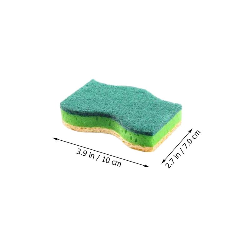 Dual Sided Dish Scrubber Sponges 5 Pack Wavy Surface Wood Pulp Cotton Oil Resistant - Image 3