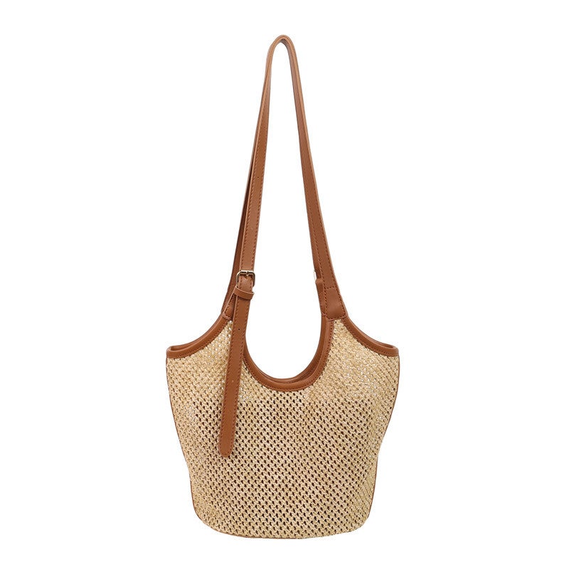 Korean Retro Straw Tote Bag For Women 2025 Summer Large Capacity Casual Versatile Woven Shoulder Underarm Bag Trendy - Image 1