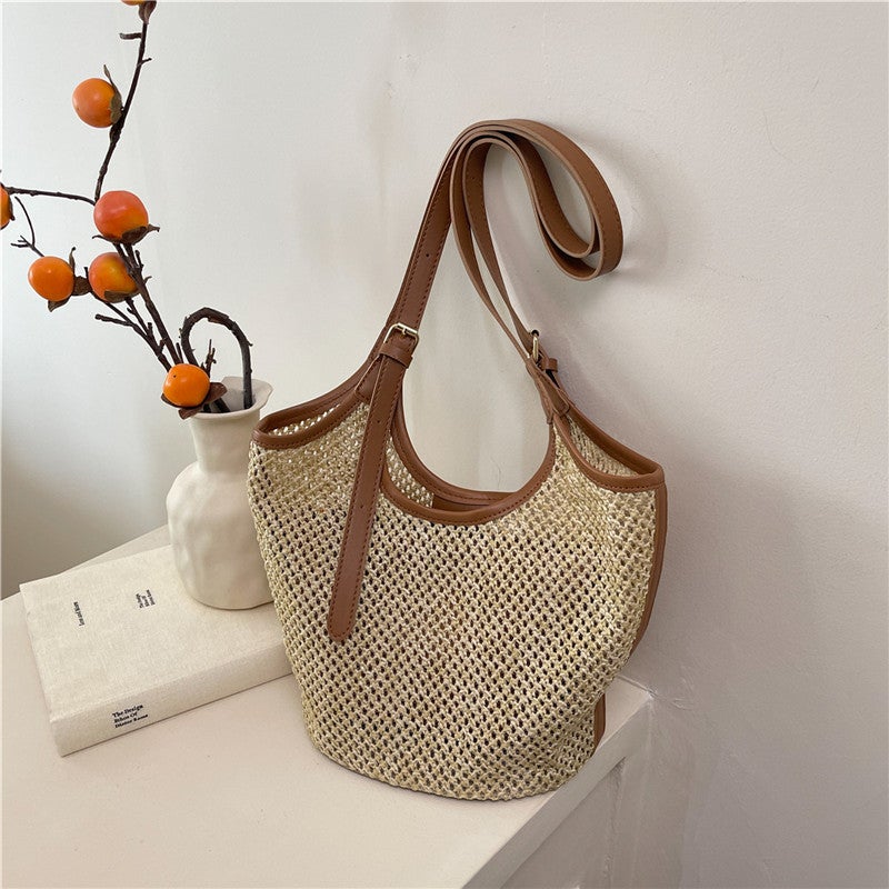 Korean Retro Straw Tote Bag For Women 2025 Summer Large Capacity Casual Versatile Woven Shoulder Underarm Bag Trendy - Image 3