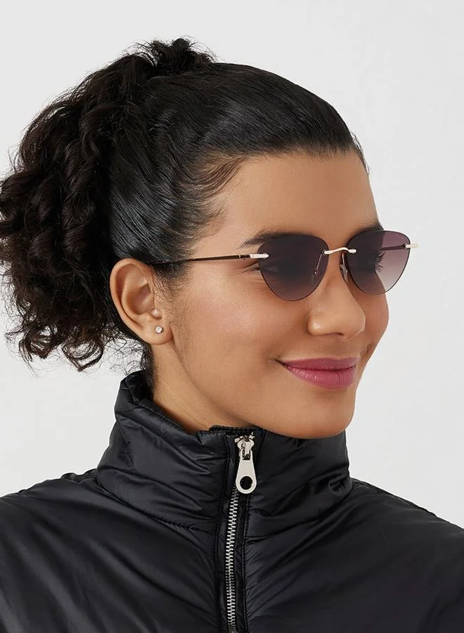 Blackout Minimalist,Women Sunglasses, Cat Eye Sunglasses, UV Protection: UV400 (Gold,Brown)