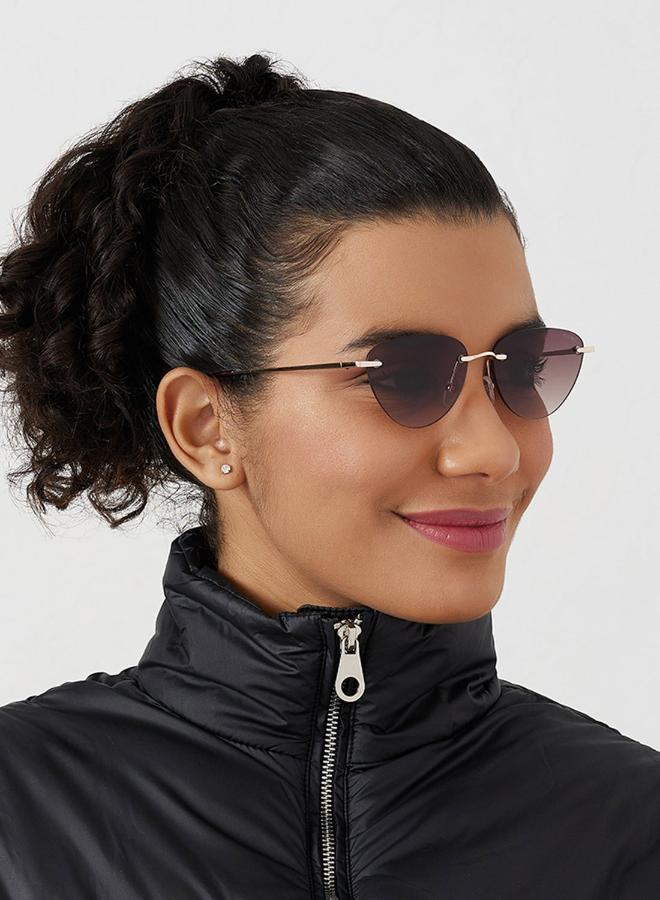 بلاك أوت نظارات شمسية نسائية عين القطة حماية  ذهبي بني - Image 5