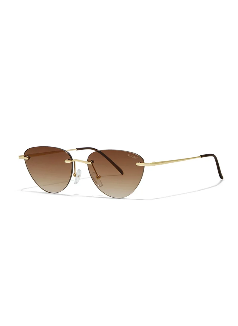 Blackout Minimalist,Women Sunglasses, Cat Eye Sunglasses, UV Protection: UV400 (Gold,Brown)