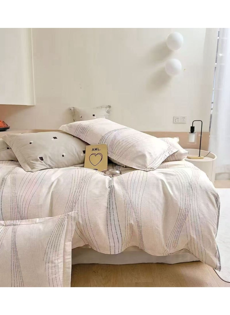 AL RAID Super Soft King Size Duvet Cover Set Hotel Luxury Feel Cotton Material Bedding Set Fad and Wrinkle Resistant Bed Sheet Set Include 1 Fitted Sheet 1 Duvet Cover and 4 Pillowcases 