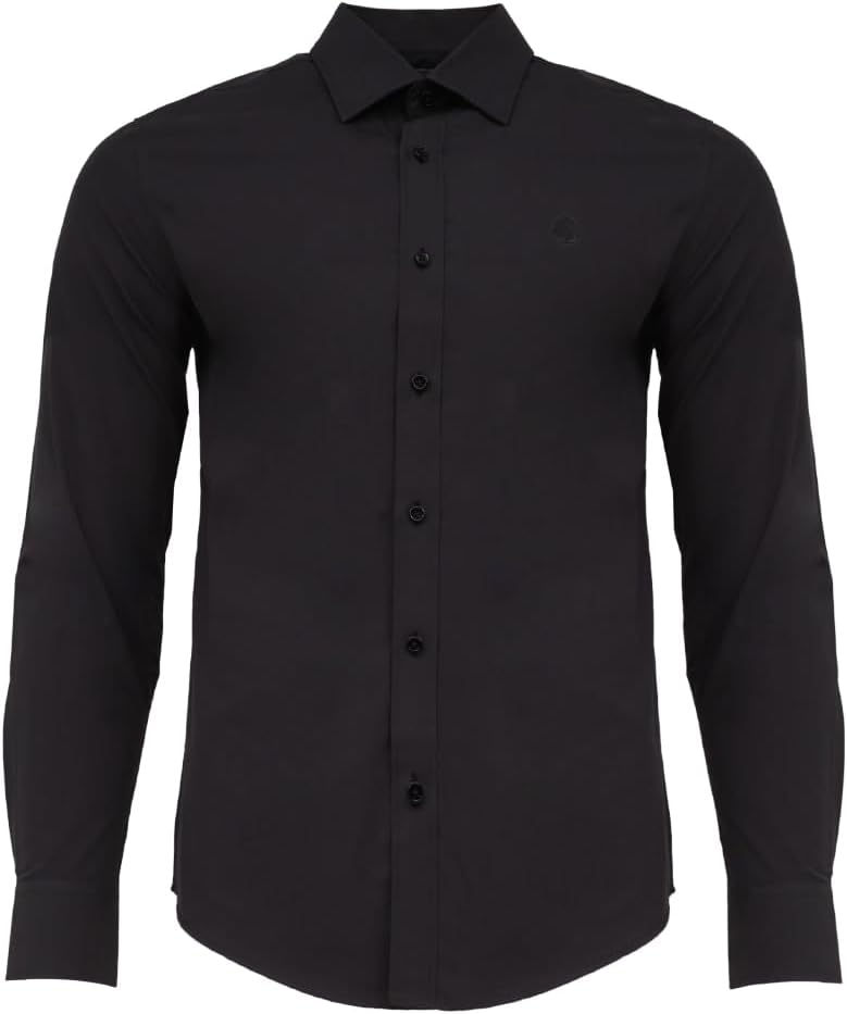 CEDRO قميص طويل الأكمام من القطن الأسود للرجال من سيدرو - مقاس عادي - Image 1
