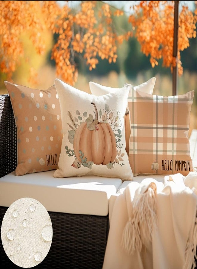 RABUSOFA Fall Outdoor Pillow Covers 20x20 Waterproof,Polka Dot Pumpkin Autumn Thanksgiving Cushion Covers Set of 4 Decorations for Home(7-20) (20" x 20" (Pack of 4)) - Image 4