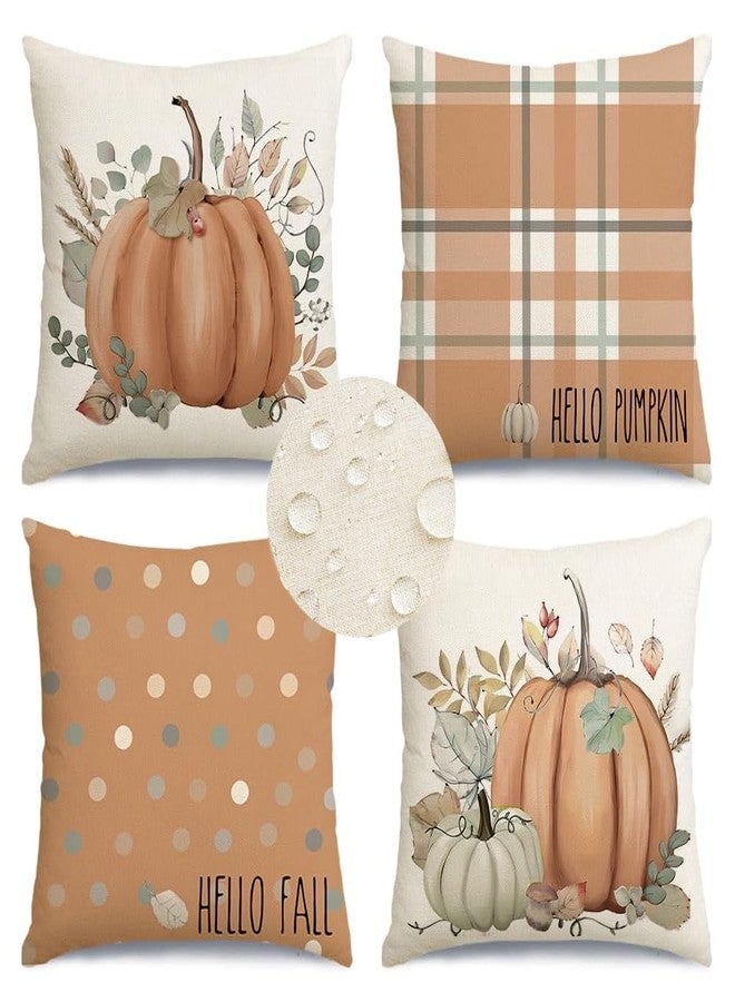 RABUSOFA Fall Outdoor Pillow Covers 20x20 Waterproof,Polka Dot Pumpkin Autumn Thanksgiving Cushion Covers Set of 4 Decorations for Home(7-20) (20" x 20" (Pack of 4)) - Image 1