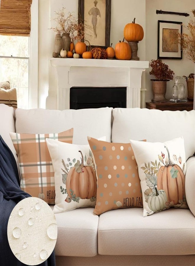 RABUSOFA Fall Outdoor Pillow Covers 20x20 Waterproof,Polka Dot Pumpkin Autumn Thanksgiving Cushion Covers Set of 4 Decorations for Home(7-20) (20" x 20" (Pack of 4)) - Image 2
