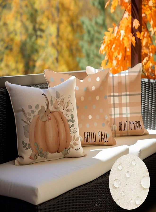 RABUSOFA Fall Outdoor Pillow Covers 20x20 Waterproof,Polka Dot Pumpkin Autumn Thanksgiving Cushion Covers Set of 4 Decorations for Home(7-20) (20" x 20" (Pack of 4)) - Image 3