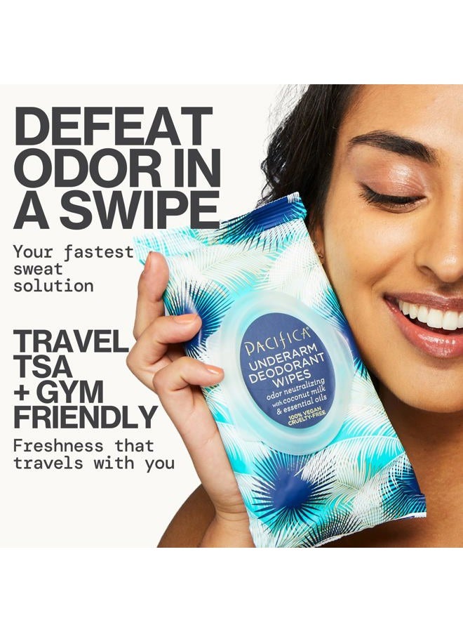 Pacifica Deodorant Wipes - Coconut Milk Underarm & Full Body Deodorant Wipes - Removes Sweat & Oil - Aluminum-Free - Natural Feminine Odor Control Clean Vegan & Cruelty-Free Dermatologist Tested - Image 2