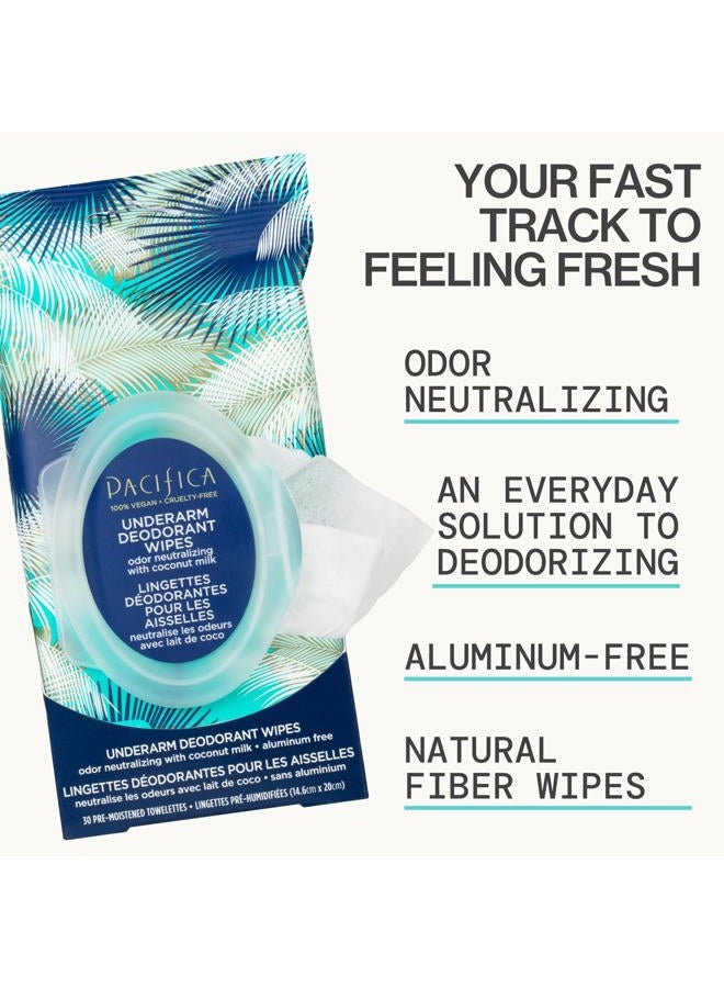 Pacifica Deodorant Wipes - Coconut Milk Underarm & Full Body Deodorant Wipes - Removes Sweat & Oil - Aluminum-Free - Natural Feminine Odor Control Clean Vegan & Cruelty-Free Dermatologist Tested - Image 3
