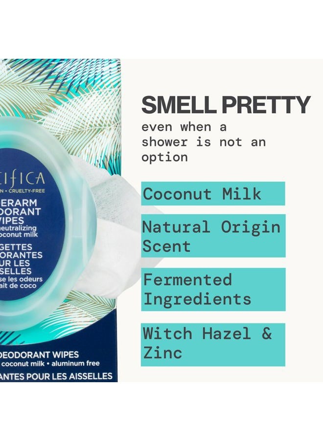 Pacifica Deodorant Wipes - Coconut Milk Underarm & Full Body Deodorant Wipes - Removes Sweat & Oil - Aluminum-Free - Natural Feminine Odor Control Clean Vegan & Cruelty-Free Dermatologist Tested - Image 4