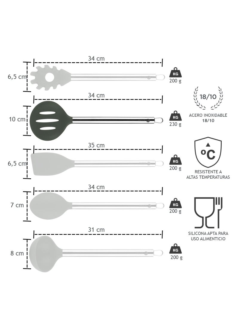 fagor - Melier Silicone Skimmer Slotted  Spoon With Stainless Steel Handle - Image 1