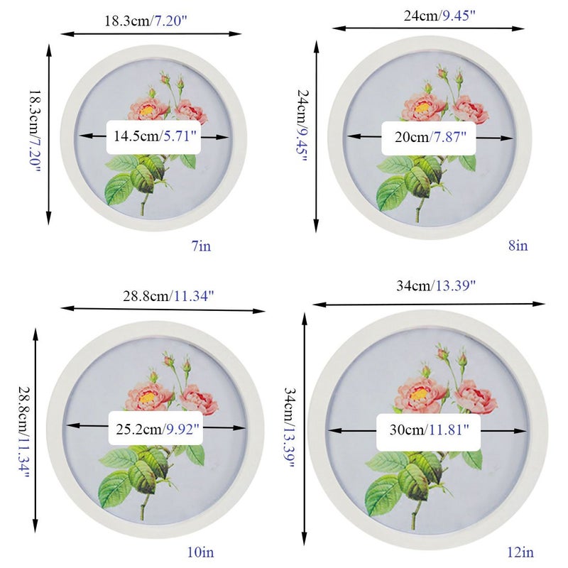 Levoberg Round Photo Frame Wooden Wall Mounted Stylish Picture Frame Home Decor White 8 inch - Image 2