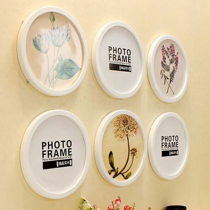 Levoberg Round Photo Frame Wooden Wall Mounted Stylish Picture Frame Home Decor White 8 inch - Image 5