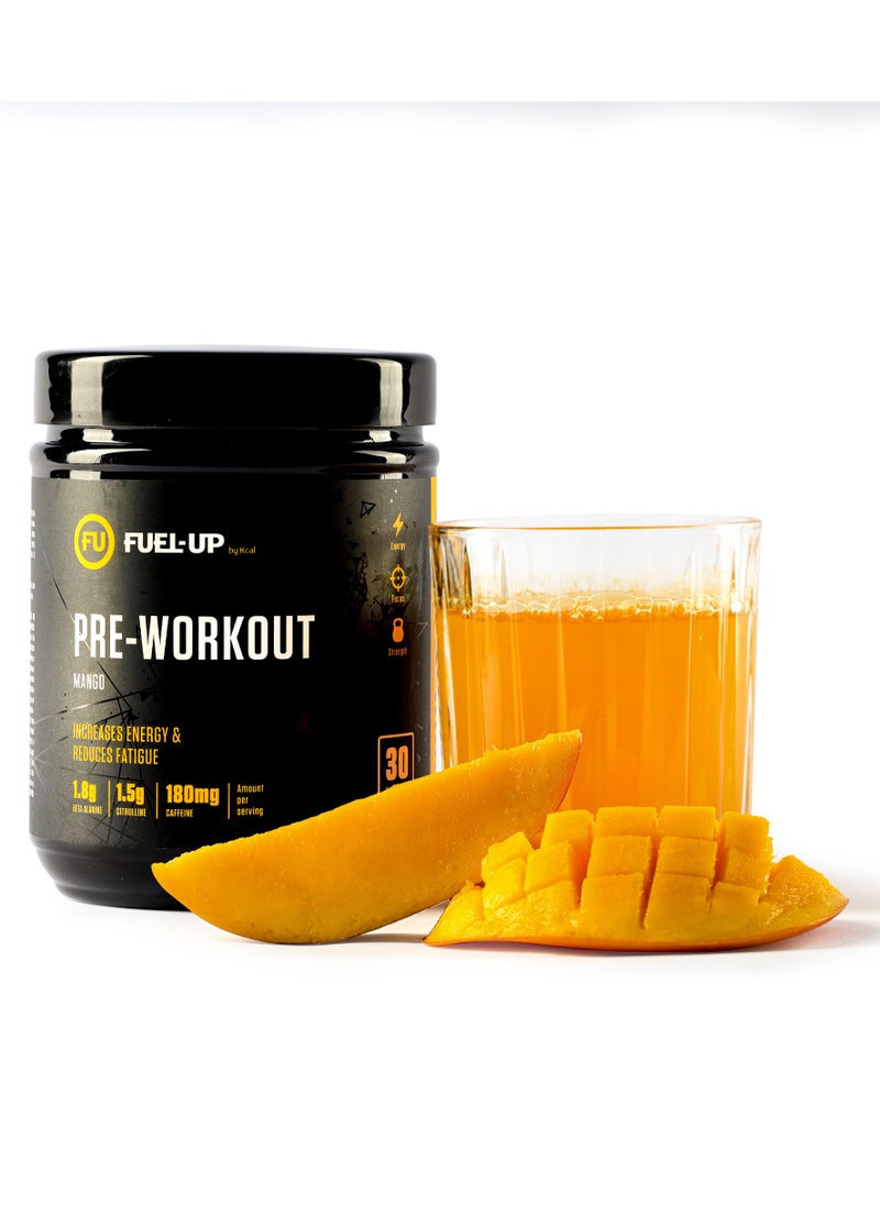 FUEL-UP by Kcal - Pre Workout Mango Powder Increase Energy Muscle Pump and Anti Fatigue 300 Grams - Image 1