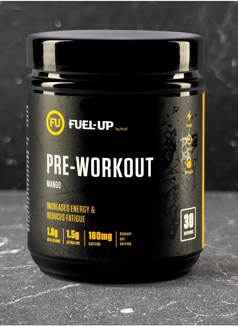 FUEL-UP by Kcal - Pre Workout Mango Powder Increase Energy Muscle Pump and Anti Fatigue 300 Grams - Image 1