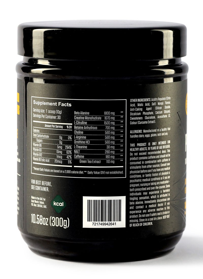 FUEL-UP by Kcal - Pre Workout Mango Powder Increase Energy Muscle Pump and Anti Fatigue 300 Grams - Image 1