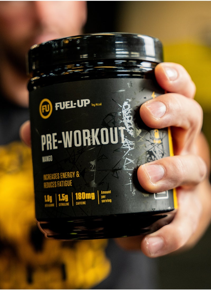FUEL-UP by Kcal - Pre Workout Mango Powder Increase Energy Muscle Pump and Anti Fatigue 300 Grams - Image 1