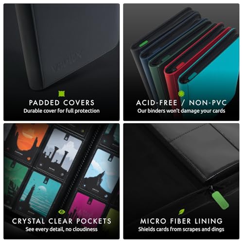 Vault X 4 Pocket Trading Card Zip Binder, 160 Cards, Premium Exo-Tec Album Material, 20 Side-Loading Pages, Folder for Collectible Games, Sports, TCG (Black) - Image 5