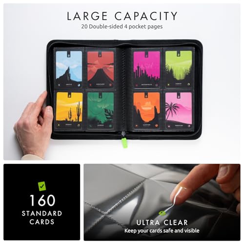 Vault X 4 Pocket Trading Card Zip Binder, 160 Cards, Premium Exo-Tec Album Material, 20 Side-Loading Pages, Folder for Collectible Games, Sports, TCG (Black) - Image 3