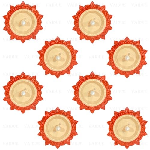 BELLOX ENTERPRISE Bellox 8 Pcs Lotus Water Sensor Diya Lights Electric Flameless Smokeless, E-LED Diyas Eco-Friendly for Puja Warm Ambient Lights Home Decor Diwali Festivals Decoration New Year - Image 1