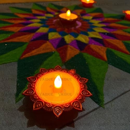 BELLOX ENTERPRISE Bellox 8 Pcs Lotus Water Sensor Diya Lights Electric Flameless Smokeless, E-LED Diyas Eco-Friendly for Puja Warm Ambient Lights Home Decor Diwali Festivals Decoration New Year - Image 5