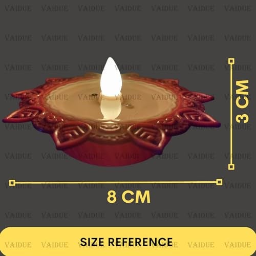 BELLOX ENTERPRISE Bellox 8 Pcs Lotus Water Sensor Diya Lights Electric Flameless Smokeless, E-LED Diyas Eco-Friendly for Puja Warm Ambient Lights Home Decor Diwali Festivals Decoration New Year - Image 2
