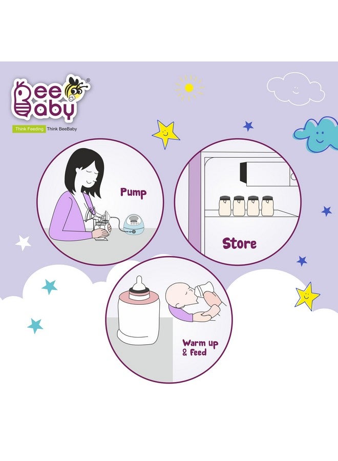 BeeBaby Pump N' Protect Narrow Neck Breast Milk Storage Bottles. Pack of 4 Milk Collection Bottles fits Most Slim Neck Breast Pumps. 100% BPA Free. 120ML / 4oz. White - Image 5