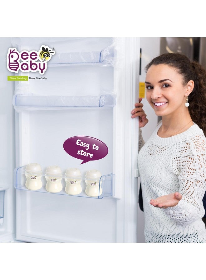 BeeBaby Pump N' Protect Narrow Neck Breast Milk Storage Bottles. Pack of 4 Milk Collection Bottles fits Most Slim Neck Breast Pumps. 100% BPA Free. 120ML / 4oz. White - Image 3