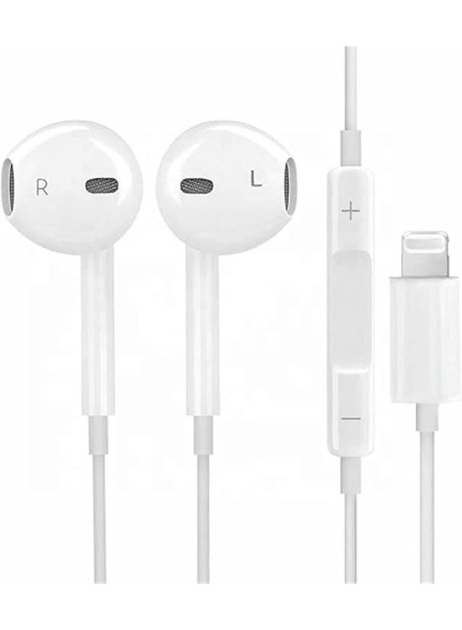 Wired headphones with a certified Lightning connector, built-in microphone, and volume control; in-ear stereo headphones compatible with iPhone 13 Mini/SE/12 Pro/12 Pro Max/11/X/8/7 - all iOS systems