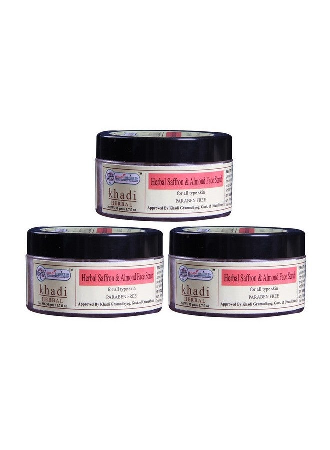 Khadi Rishikesh Herbal Saffron & Almond Face Scrub Combo Set Pack Of - 50g X 3 (150gm) - Image 1