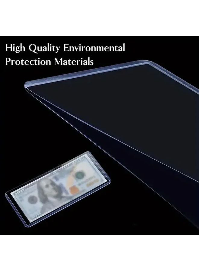 10 قطعة من حامل النقود البلاستيكي الشفاف PVC الصلب للأوراق النقدية والفواتير مقاس 173x75 مم - Image 4