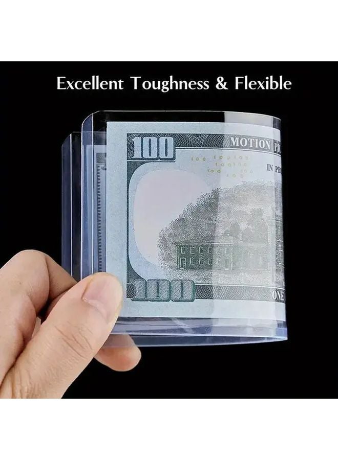 10 قطعة من حامل النقود البلاستيكي الشفاف PVC الصلب للأوراق النقدية والفواتير مقاس 173x75 مم - Image 5
