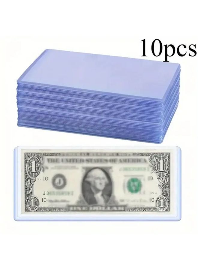 10 قطعة من حامل النقود البلاستيكي الشفاف PVC الصلب للأوراق النقدية والفواتير مقاس 173x75 مم - Image 1