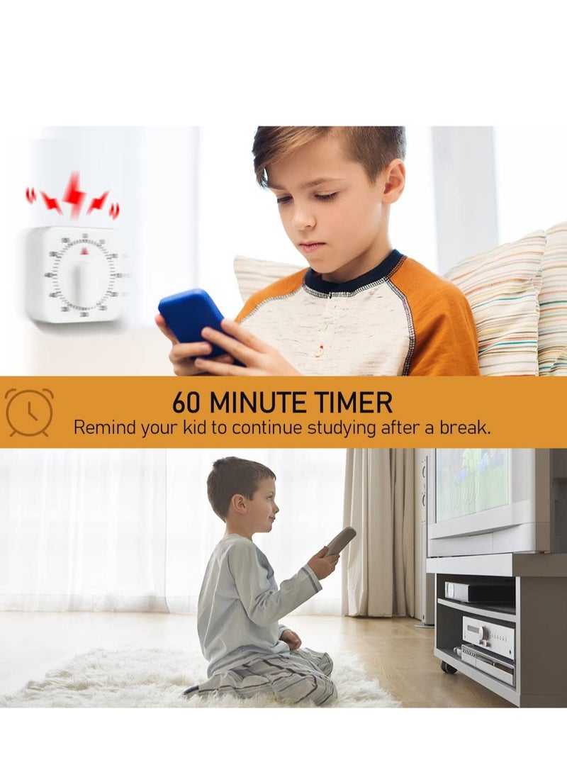 SYOSI - 2-Pack Square 60 Minute Mechanical Kitchen Timer,Chef Cooking Timer Clock with Loud Alarm,No Batteries Required - Kitchen Learning Management Timer Magnetic Backing with Fridge Magnets - Image 1