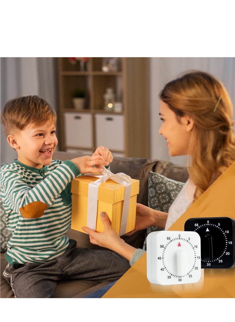 SYOSI - 2-Pack Square 60 Minute Mechanical Kitchen Timer,Chef Cooking Timer Clock with Loud Alarm,No Batteries Required - Kitchen Learning Management Timer Magnetic Backing with Fridge Magnets - Image 1