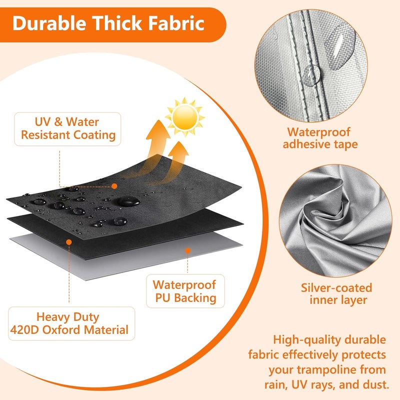 STARTWO Kids Trampoline Cover, Heavy-Duty 600D outdoor waterproof trampoline cover with body pole, Suitable for 55 inch round children's trampoline, UV-Resistant and Windproof, Black - Image 4