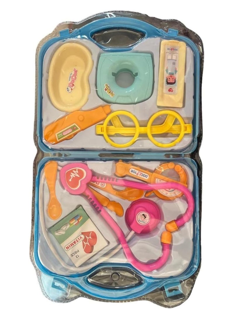 2 in 1 Doctor Accessories Set with Bag, Pretend Play Medical Accessories, Doctor Set Gift for Girls Age 2+, Best Toy Blue 