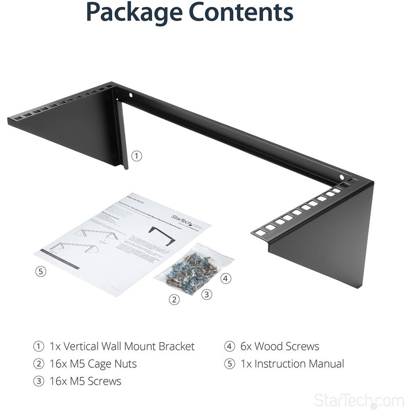 StarTech.com 4U Wall Mount Patch Panel Bracket - 19 inch Steel Vertical Mounting Rack for Network and Data Equipment, TAA (RK419WALLV) - Image 3