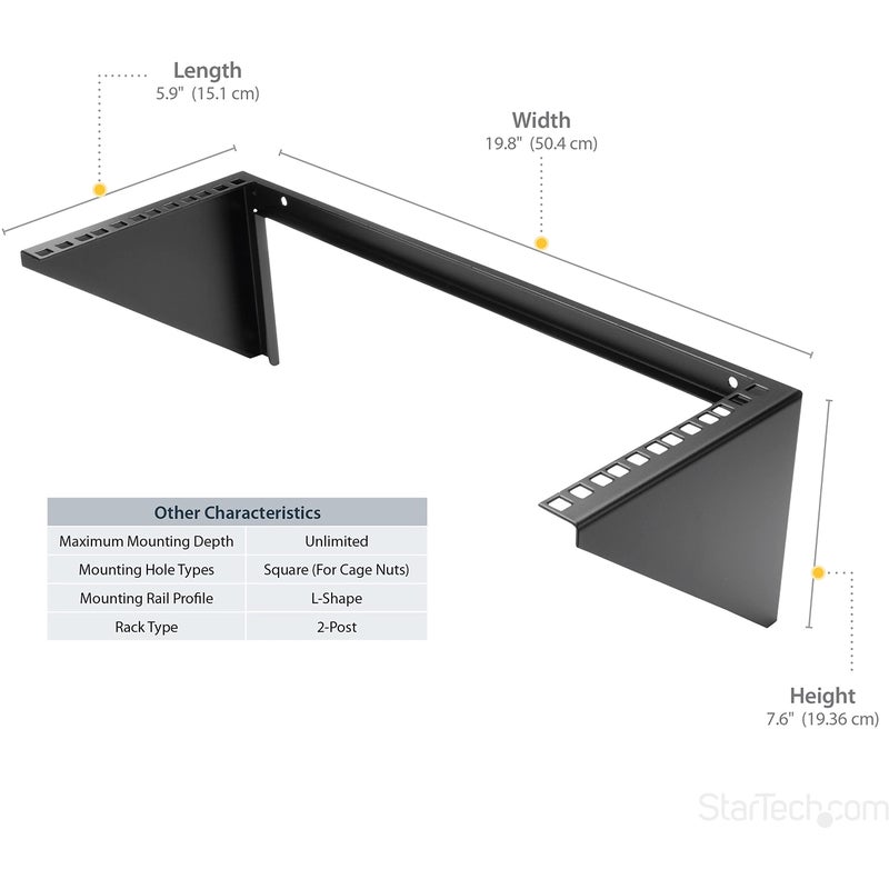 StarTech.com 4U Wall Mount Patch Panel Bracket - 19 inch Steel Vertical Mounting Rack for Network and Data Equipment, TAA (RK419WALLV) - Image 2