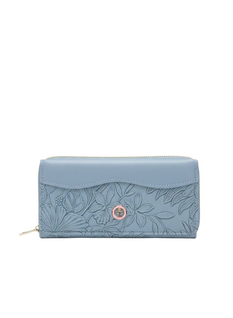 KANAZ Women's Continental Wallet – Floral Embossed Vegan Leather Long Clutch with Zippered Accordion Pocket, Card Organizer, and Gold-Tone Hardware , EA4
