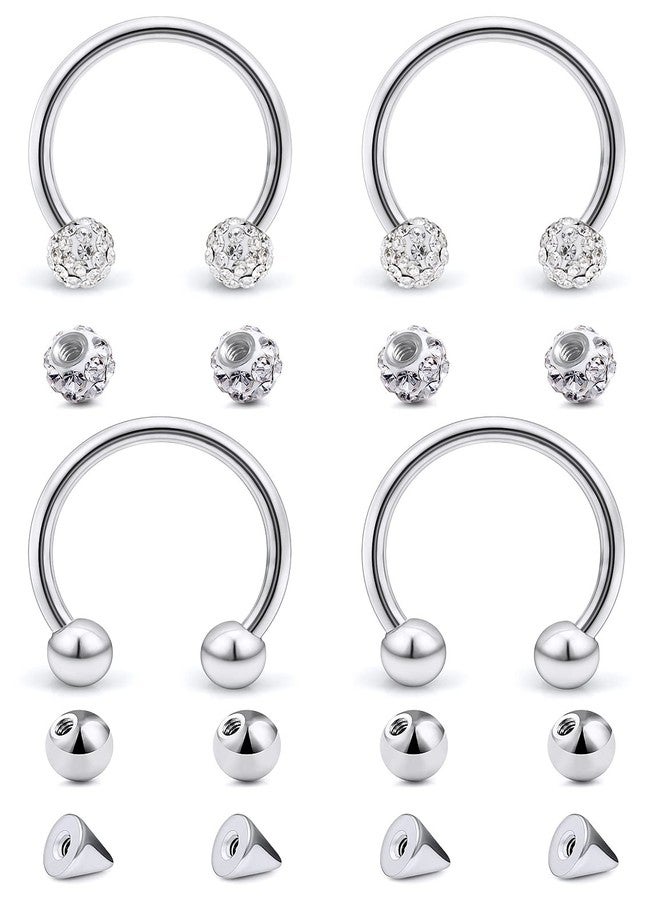 Hoeudjo Hoedjho Horseshoe Rings - Surgical Steel Nose Septum, Labret Lip, Eyebrow & Earring Piercing Jewelry for Women & Men - 12mm Silver-Tone - Image 1