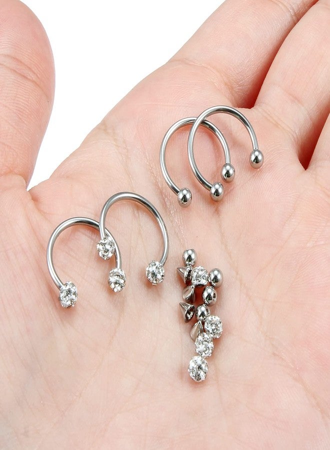 Hoeudjo Hoedjho Horseshoe Rings - Surgical Steel Nose Septum, Labret Lip, Eyebrow & Earring Piercing Jewelry for Women & Men - 12mm Silver-Tone - Image 3