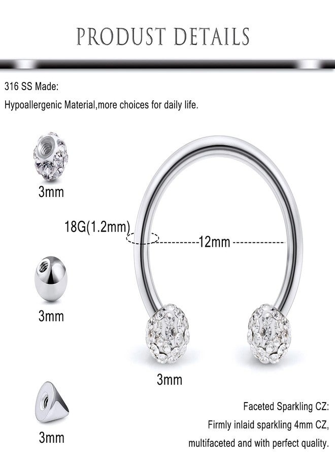 Hoeudjo Hoedjho Horseshoe Rings - Surgical Steel Nose Septum, Labret Lip, Eyebrow & Earring Piercing Jewelry for Women & Men - 12mm Silver-Tone - Image 2