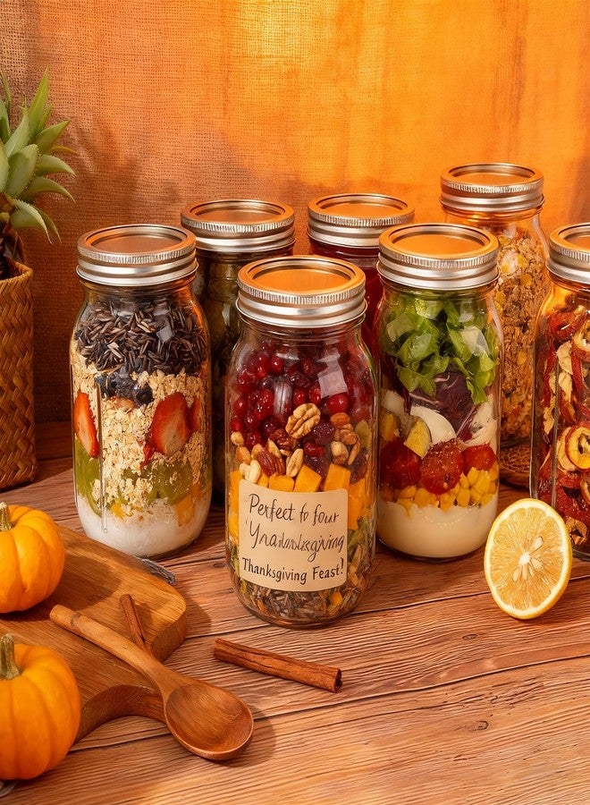 WELLIFE Wide Mouth Mason Jars, 6 Pack Mason Jars 32 oz for Pickling, Canning, Fermenting and Food Storage, Microwave & Dishwasher Safe - Image 3