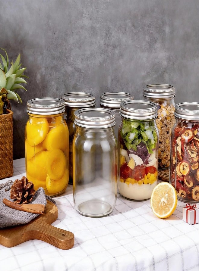 WELLIFE Wide Mouth Mason Jars, 6 Pack Mason Jars 32 oz for Pickling, Canning, Fermenting and Food Storage, Microwave & Dishwasher Safe - Image 4