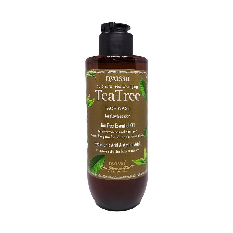 Nyassa Sulphate Free Clarifying Tea Tree Face Wash for flawless with Tea Tree Essential Oil and Hyaluronic Acid  Amino Acids  No Paraben Sulphate Cruelty Free 210ml - Image 1