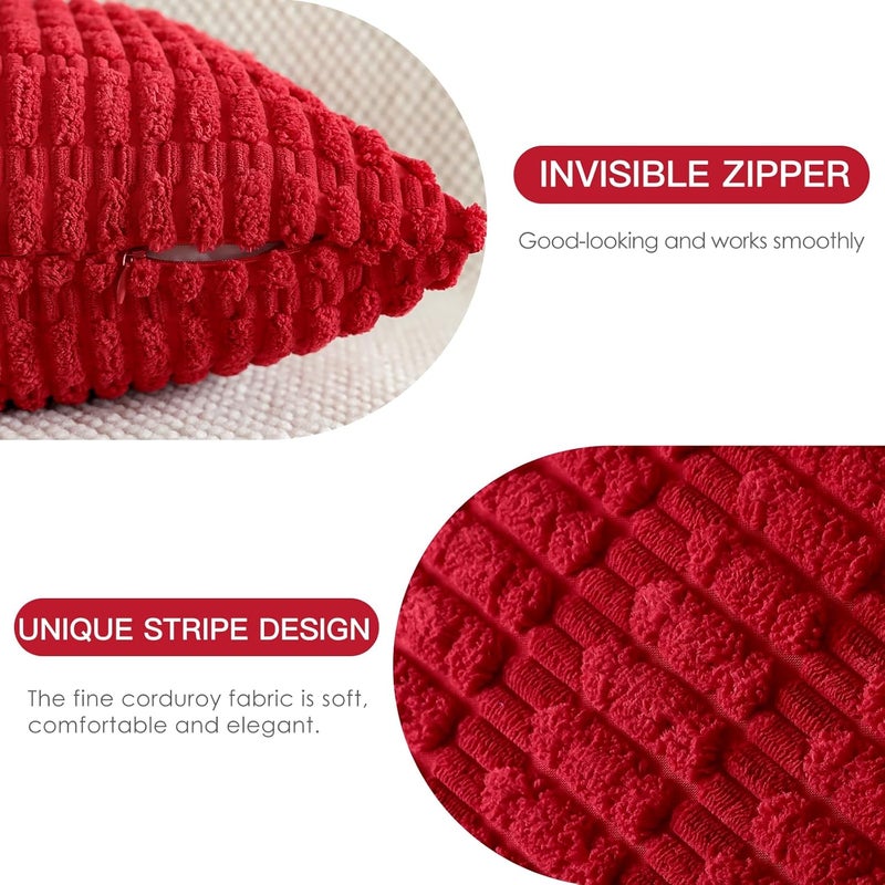 JOTOM Set of 2 Corduroy Soft Cushion Covers, Modern Cushion Covers, Decorative Sofa Cushion, Decorative Cushion Cover for Living Room, Sofa, Bedroom, Red, 30 x 50 cm - Image 2