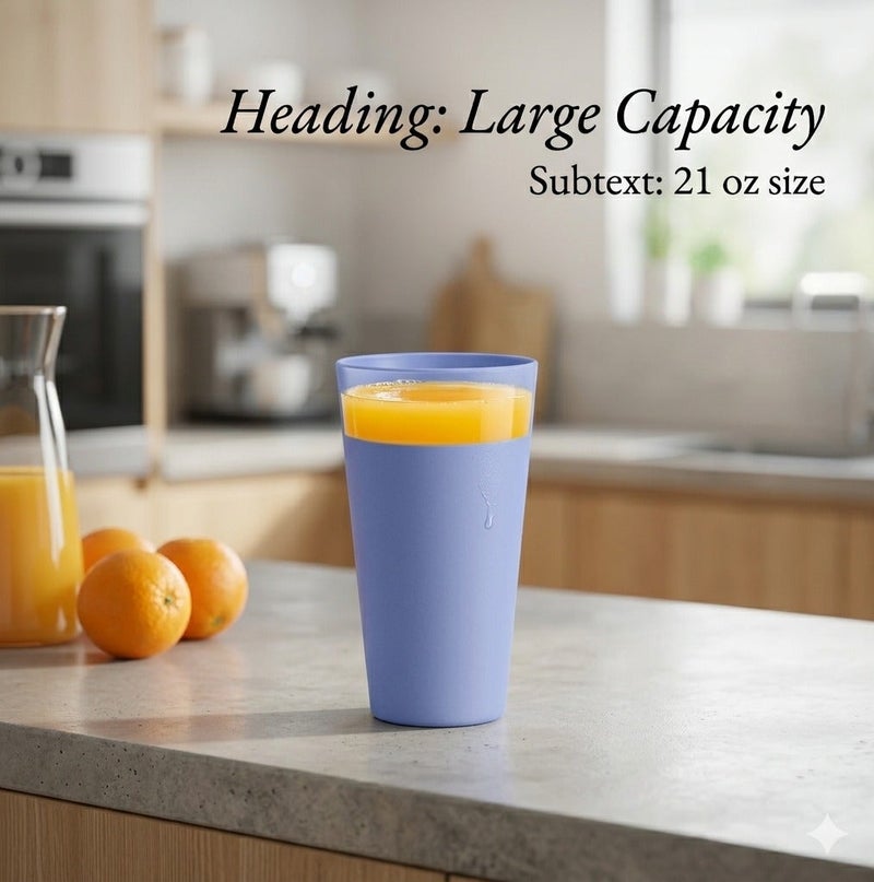 TarHong Jumbo Polypropylene Tumblers Set of 4, 21 oz Reusable Drinking Cups, Shatter-Resistant Lightweight Beverage Glasses, Microwave Dishwasher Safe, Stackable Indoor Outdoor Assorted Colors - Image 2